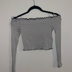 Off the shoulder, long sleeve top